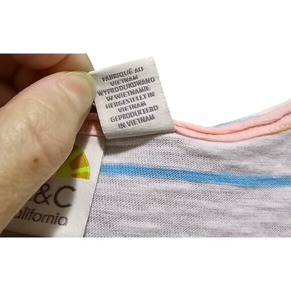 C&C California Women's Striped Short Sleeve Cotton Dress Multicolor Size Medium - Picture 4 of 8